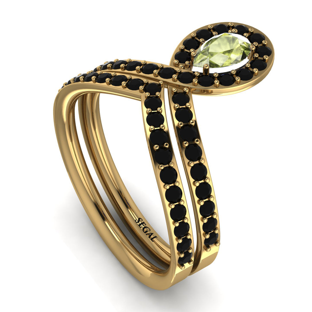 Peridot Pear Shape Stacking Bridal Set - Emilia No. 707
