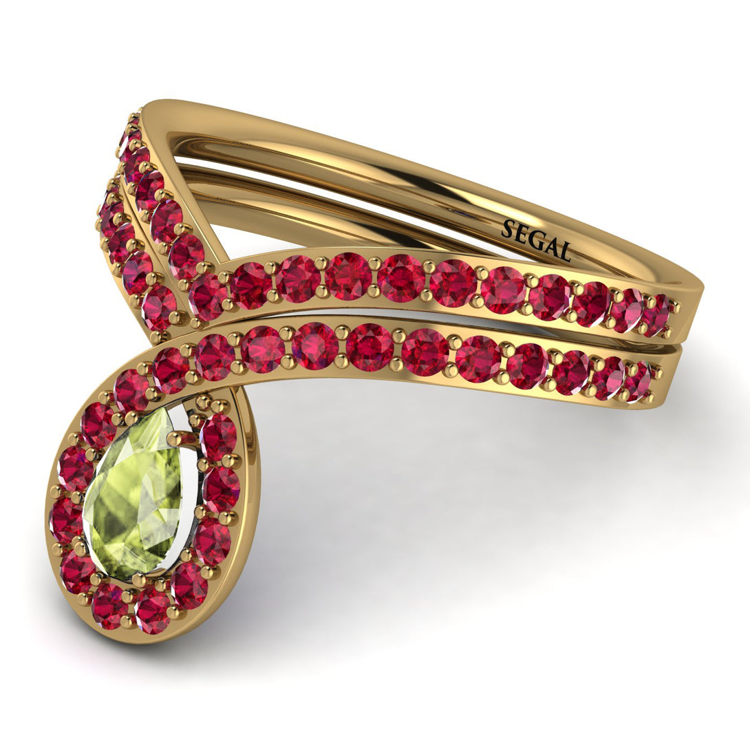 Peridot Pear Shape Stacking Bridal Set - Emilia No. 710