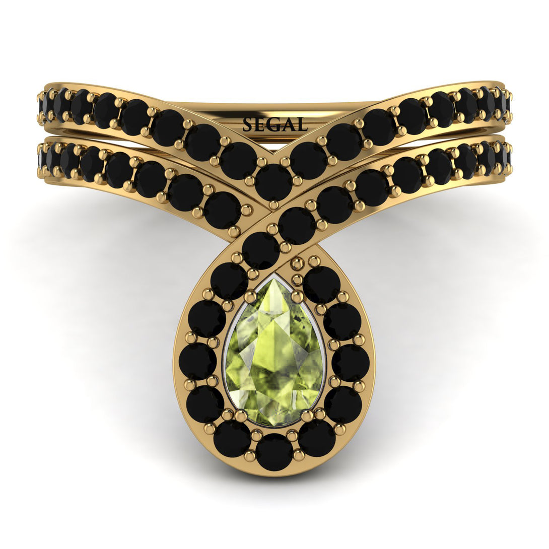 Peridot Pear Shape Stacking Bridal Set - Emilia No. 707