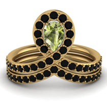 Peridot Pear Shape Stacking Bridal Set - Emilia No. 707 image 1