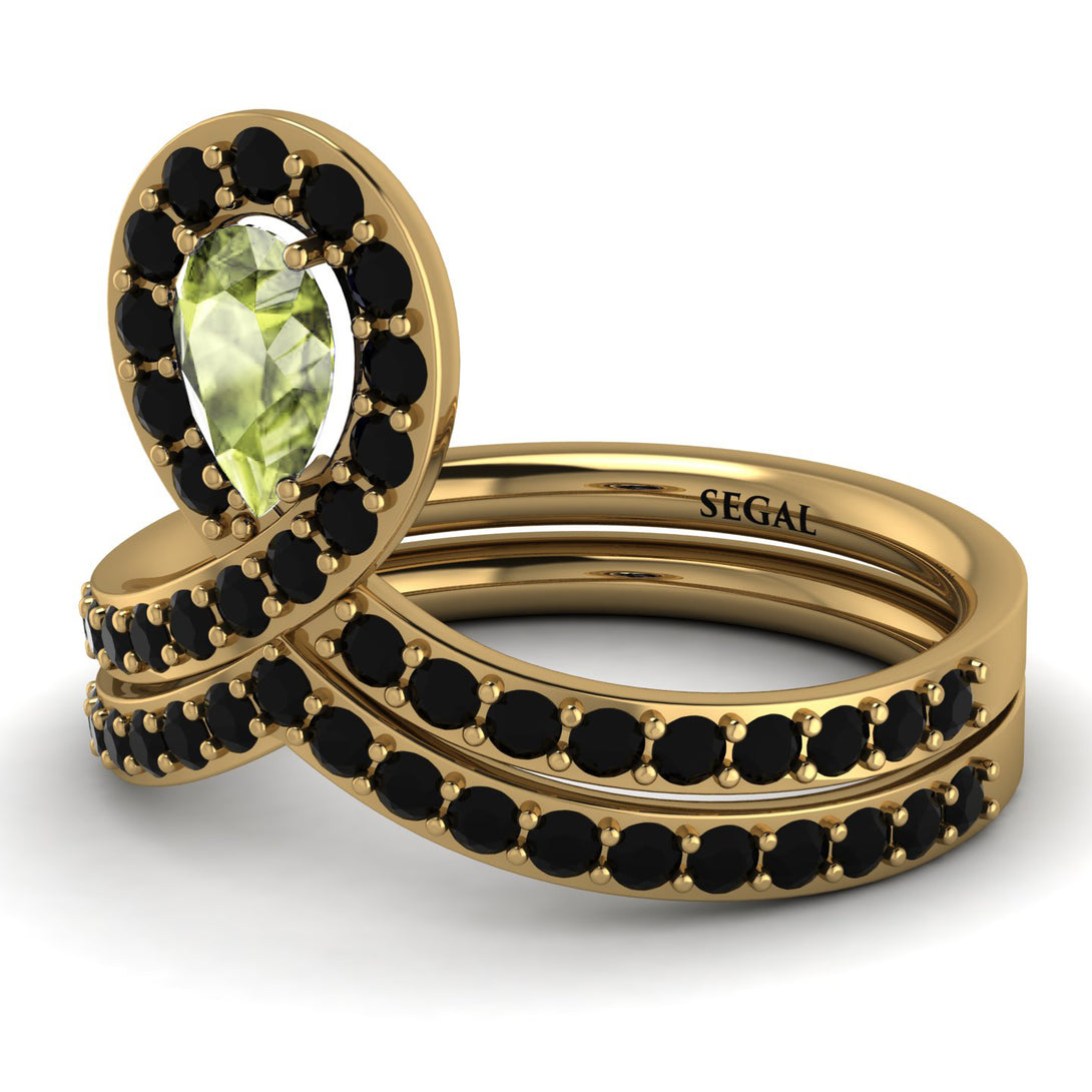 Peridot Pear Shape Stacking Bridal Set - Emilia No. 707