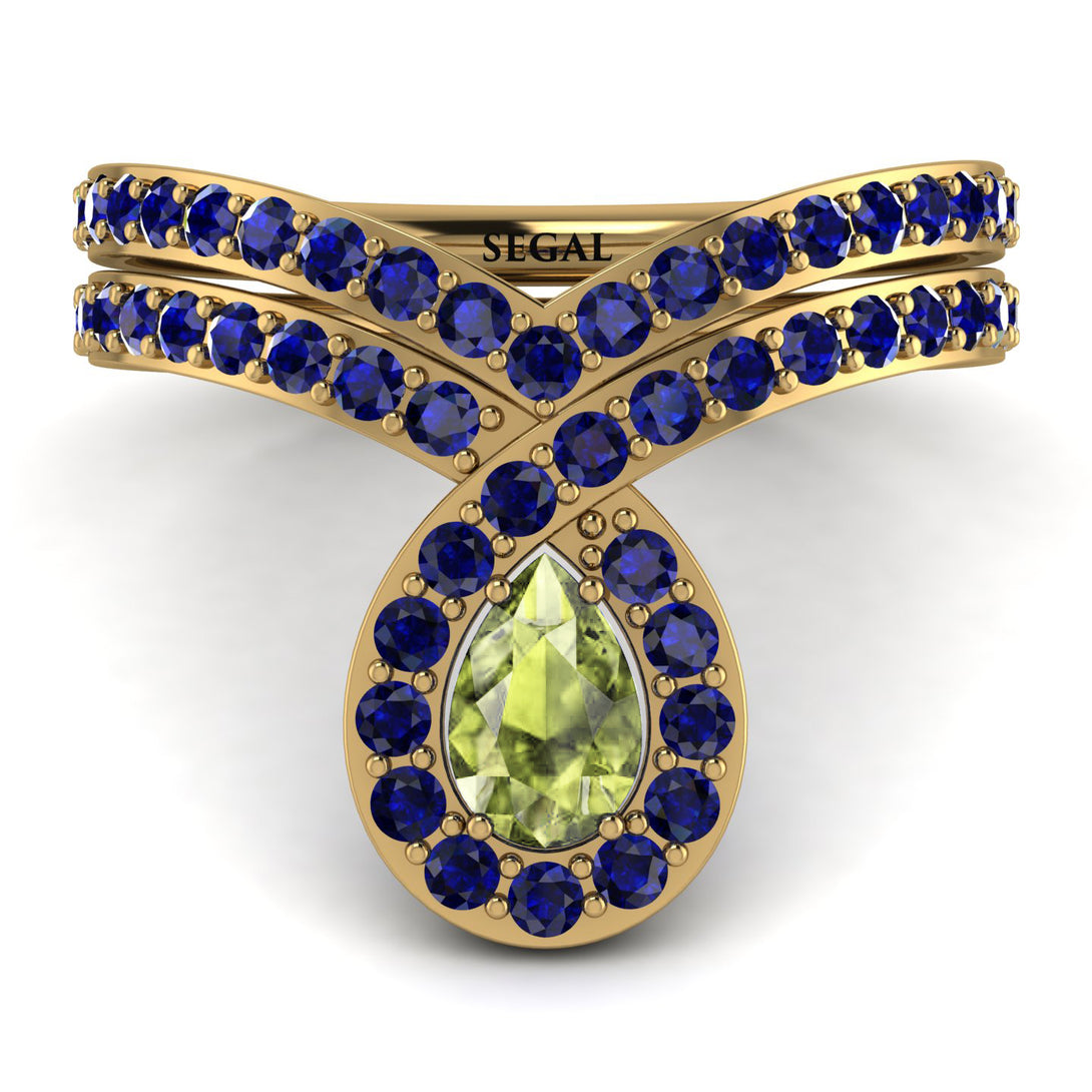 Peridot Pear Shape Stacking Bridal Set - Emilia No. 713