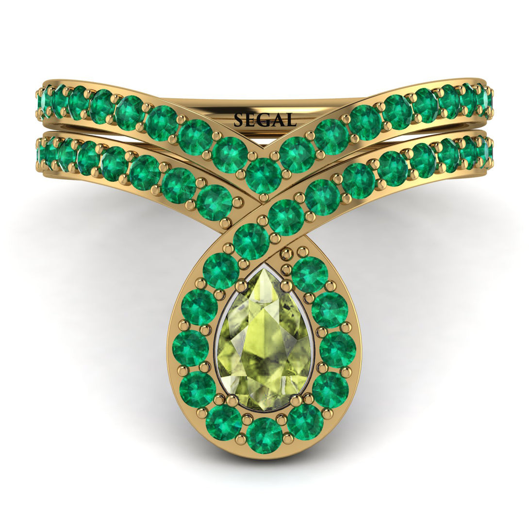 Peridot Pear Shape Stacking Bridal Set - Emilia No. 704