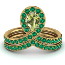 Peridot Pear Shape Stacking Bridal Set - Emilia No. 704 image 1