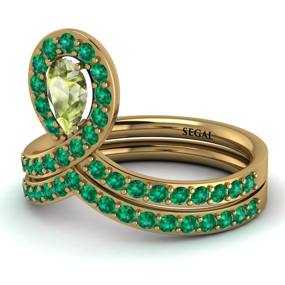 Peridot Pear Shape Stacking Bridal Set - Emilia No. 704
