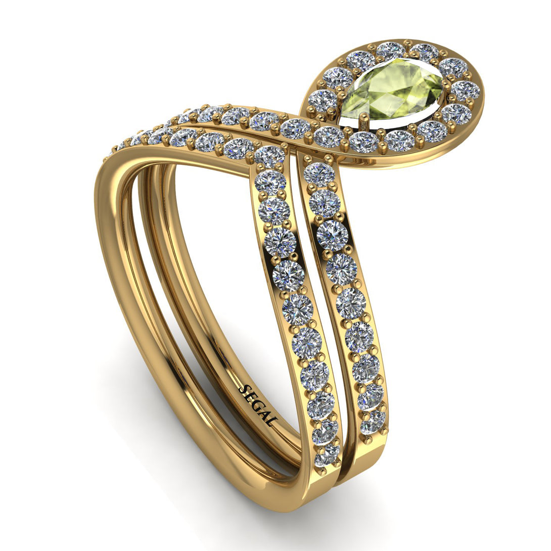 Peridot Pear Shape Stacking Bridal Set - Emilia No. 701