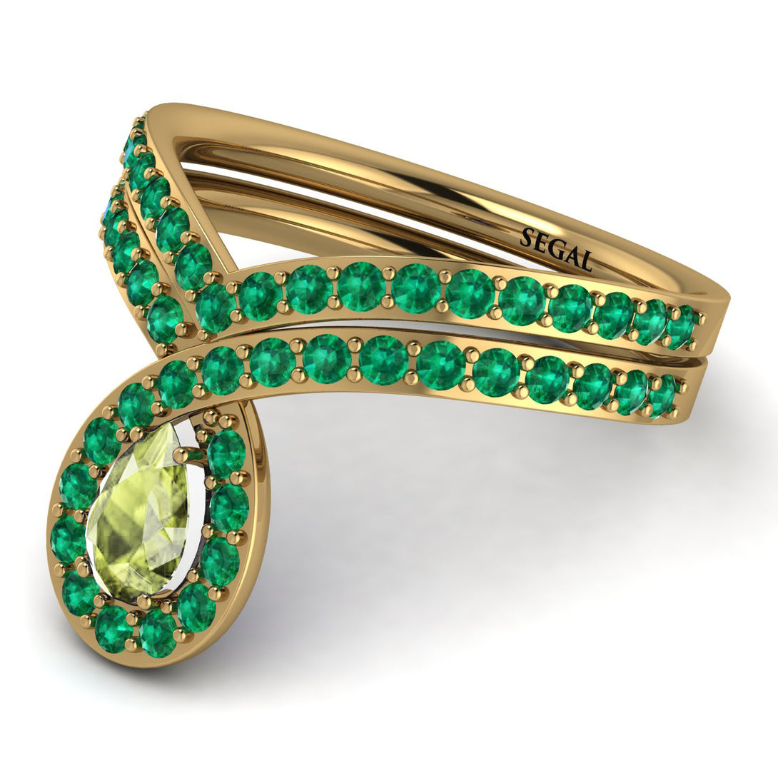 Peridot Pear Shape Stacking Bridal Set - Emilia No. 704