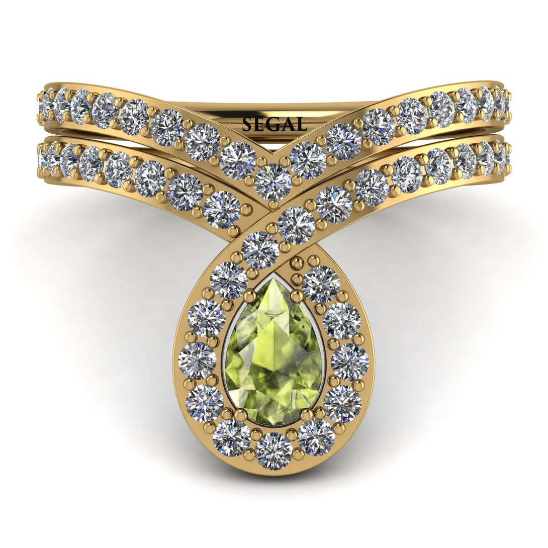 Peridot Pear Shape Stacking Bridal Set - Emilia No. 701