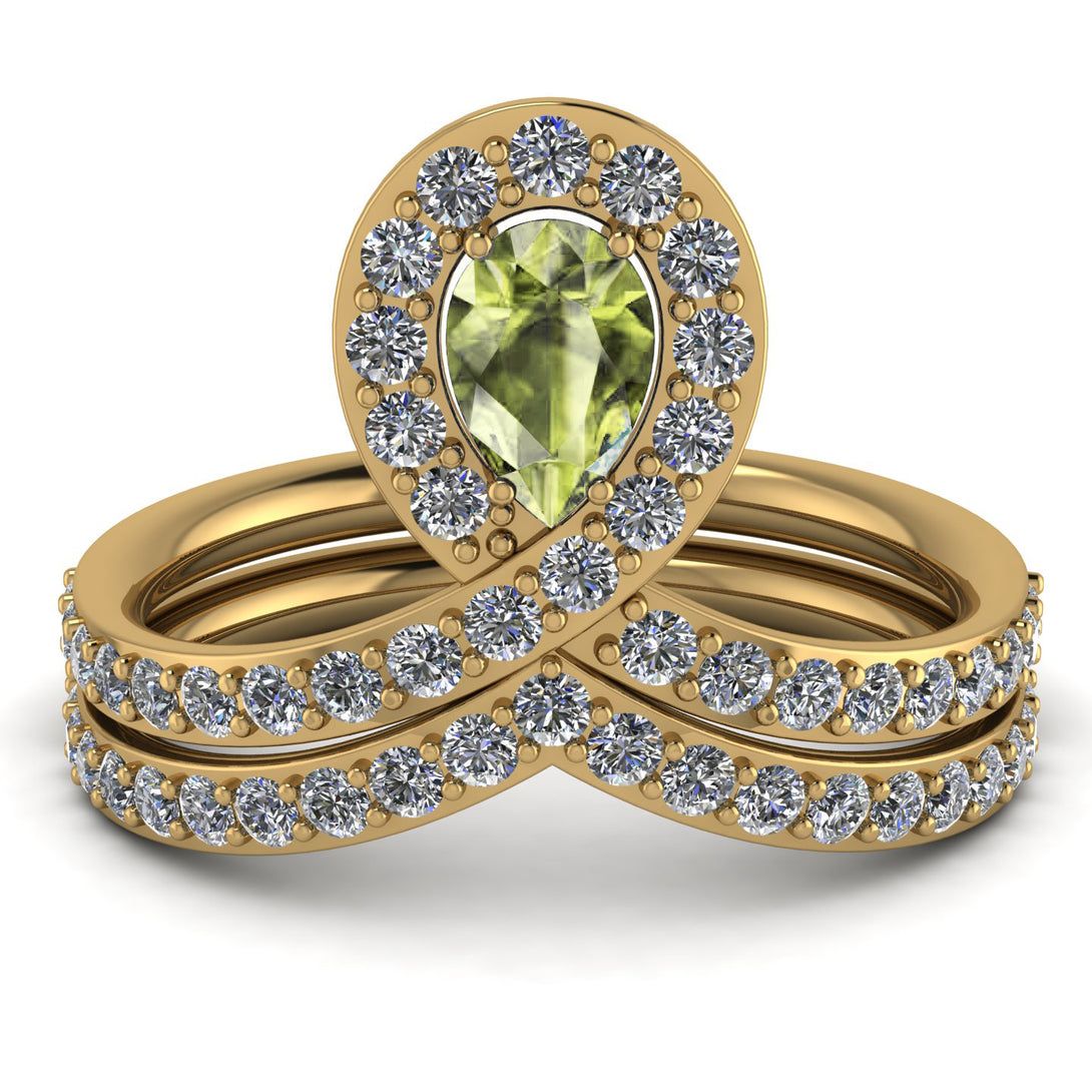 Peridot Pear Shape Stacking Bridal Set - Emilia No. 701