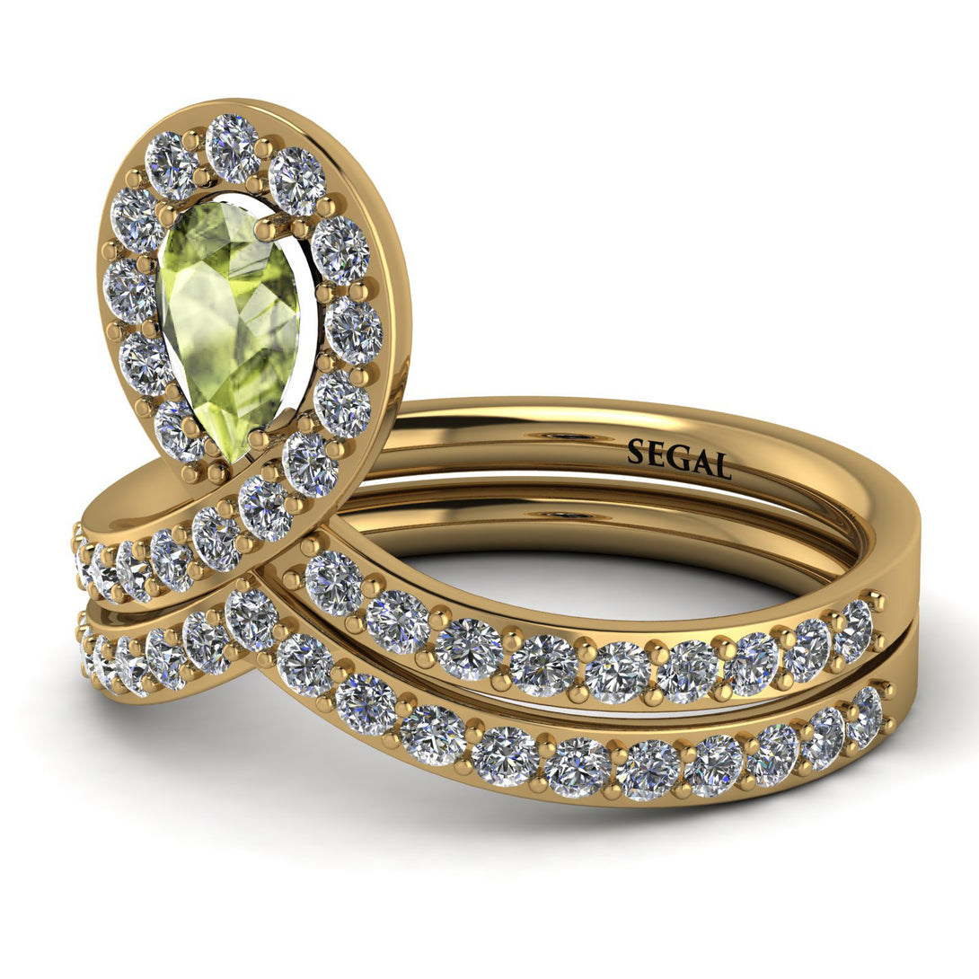 Peridot Pear Shape Stacking Bridal Set - Emilia No. 701