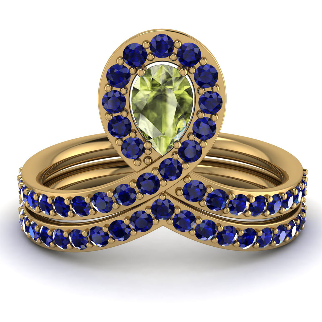 Peridot Pear Shape Stacking Bridal Set - Emilia No. 713