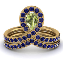 Peridot Pear Shape Stacking Bridal Set - Emilia No. 713 image 1