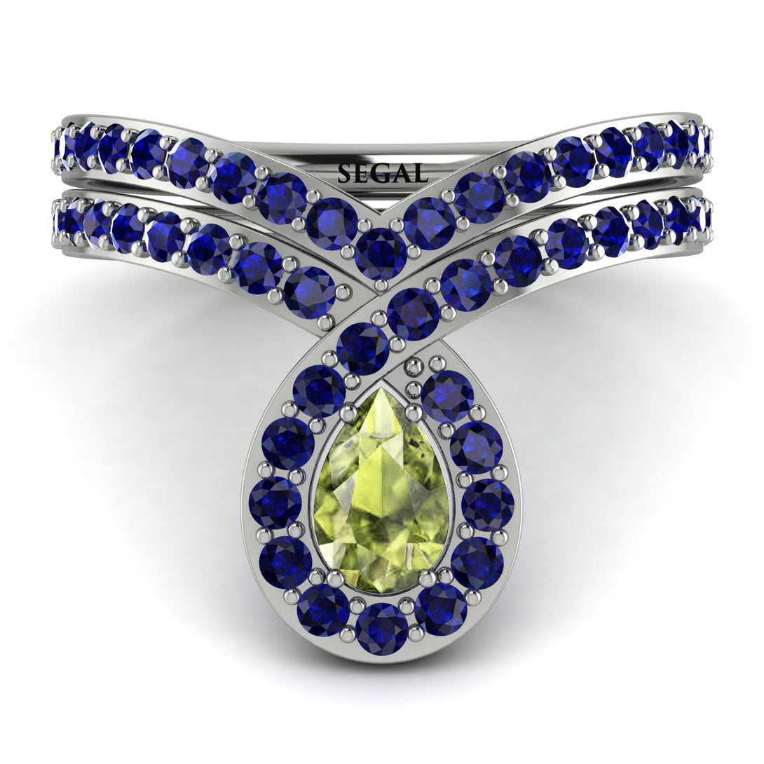 Peridot Pear Shape Stacking Bridal Set - Emilia No. 715