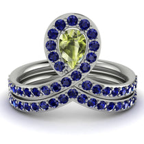 Peridot Pear Shape Stacking Bridal Set - Emilia No. 715 image 1