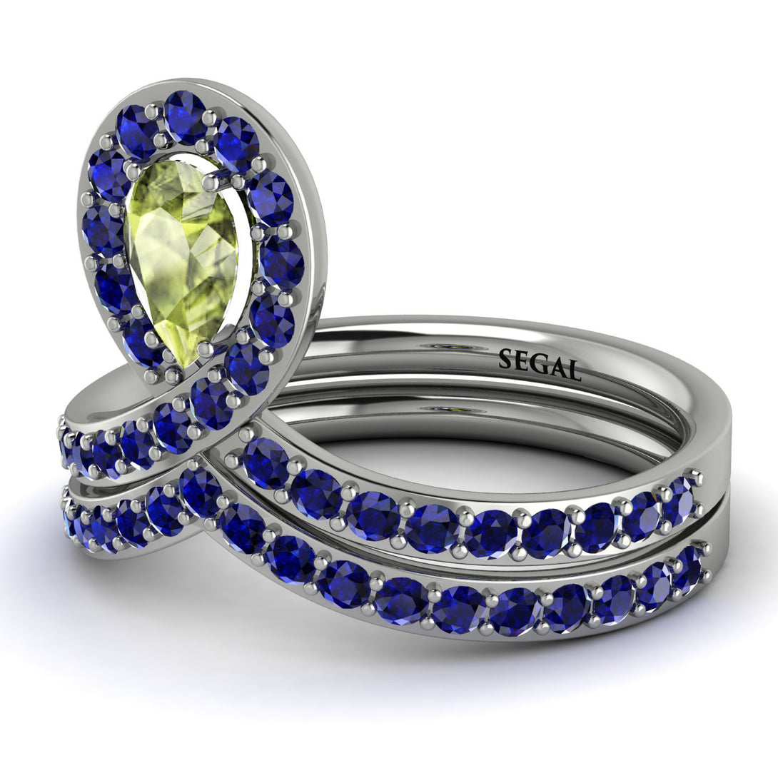 Peridot Pear Shape Stacking Bridal Set - Emilia No. 715