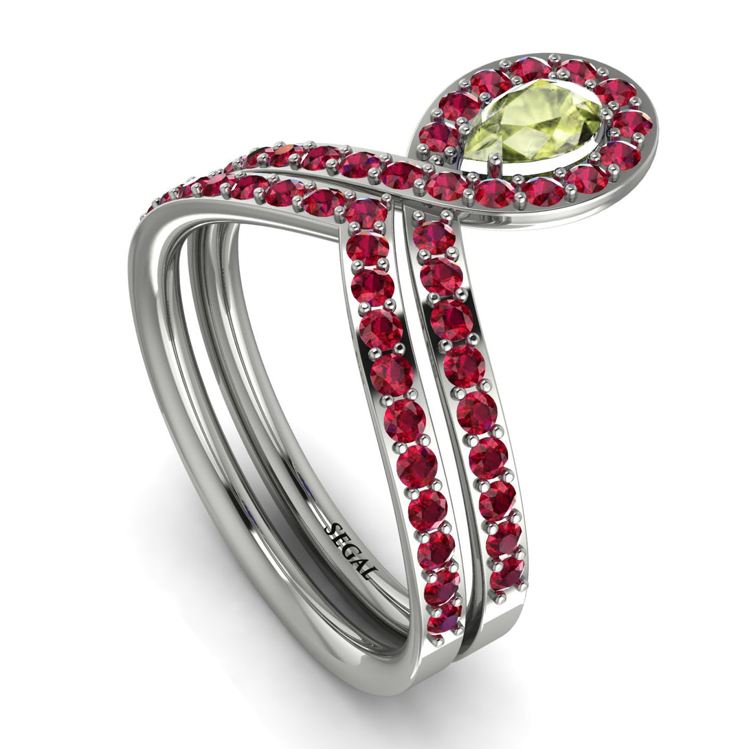 Peridot Pear Shape Stacking Bridal Set - Emilia No. 712