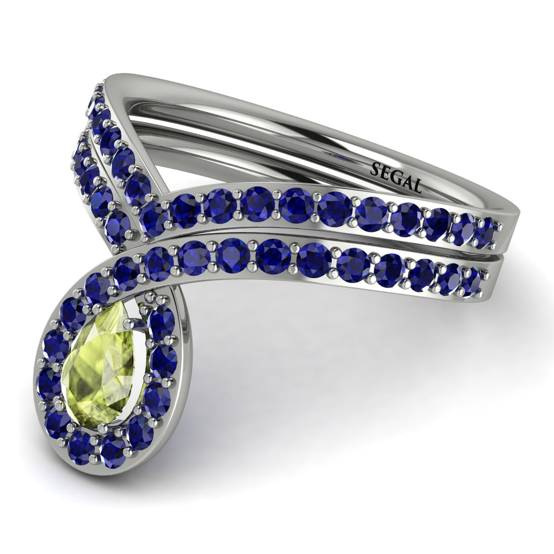 Peridot Pear Shape Stacking Bridal Set - Emilia No. 715