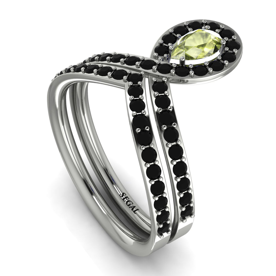 Peridot Pear Shape Stacking Bridal Set - Emilia No. 709