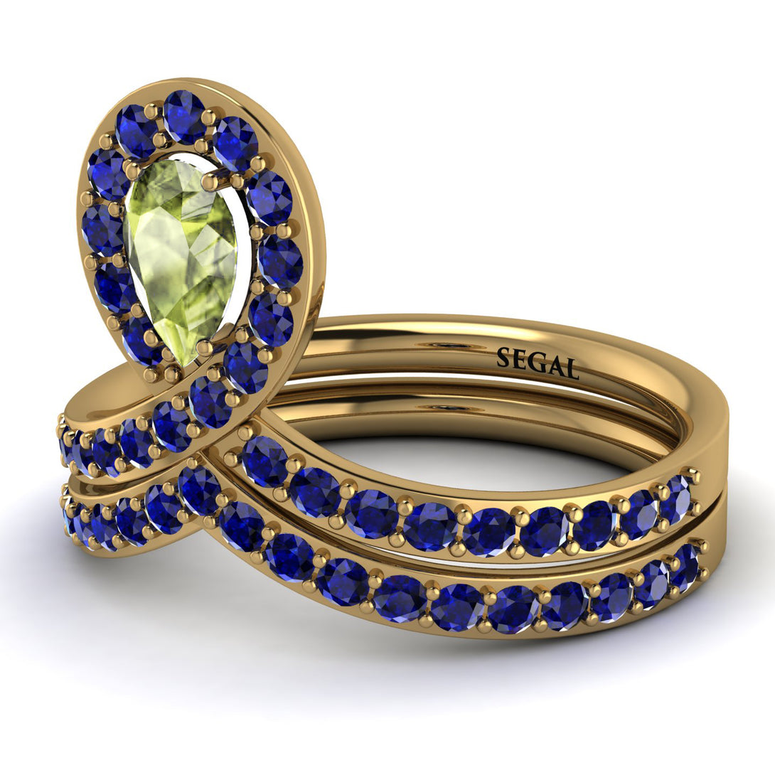 Peridot Pear Shape Stacking Bridal Set - Emilia No. 713