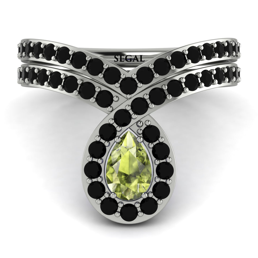 Peridot Pear Shape Stacking Bridal Set - Emilia No. 709