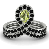 Peridot Pear Shape Stacking Bridal Set - Emilia No. 709 image 1