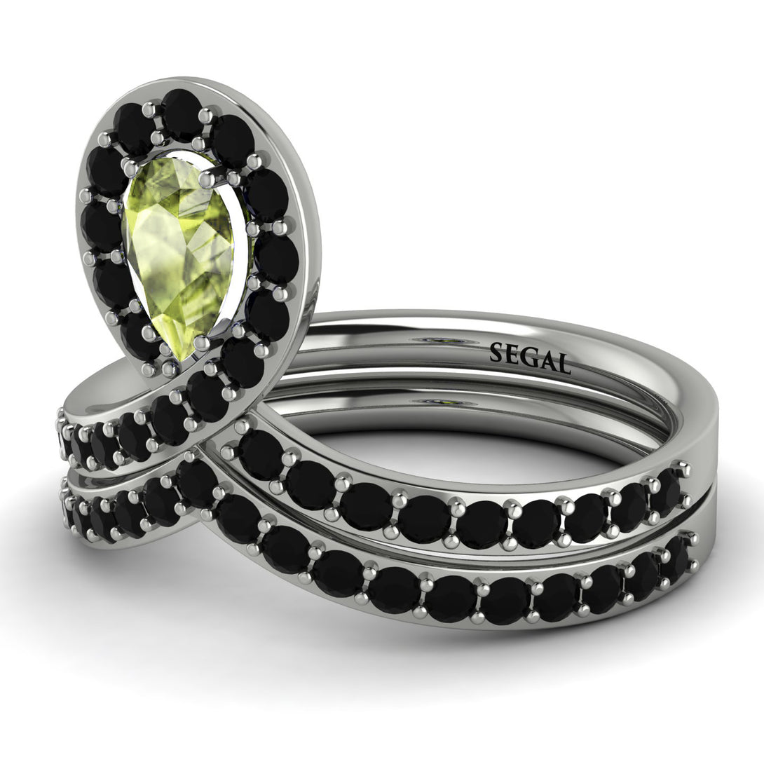 Peridot Pear Shape Stacking Bridal Set - Emilia No. 709
