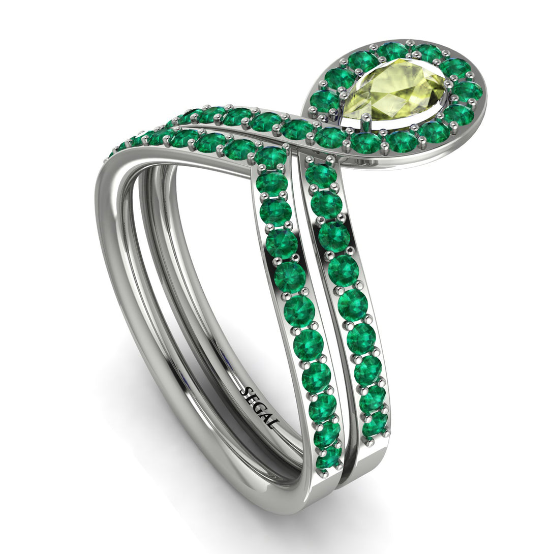 Peridot Pear Shape Stacking Bridal Set - Emilia No. 706