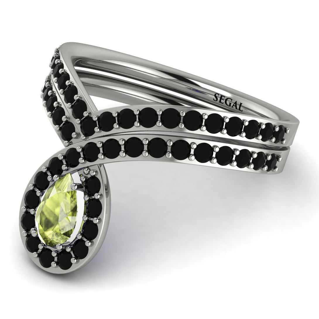 Peridot Pear Shape Stacking Bridal Set - Emilia No. 709