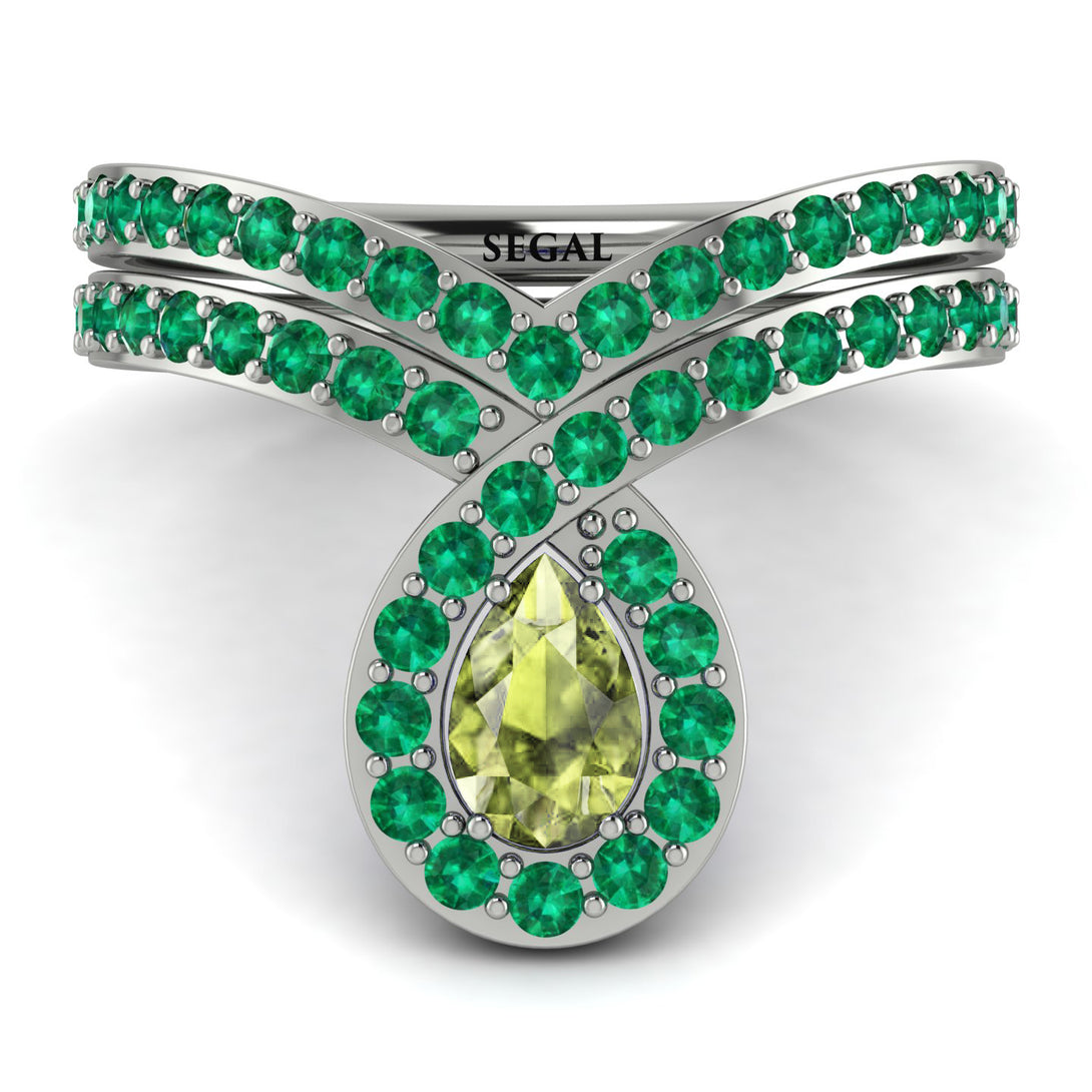 Peridot Pear Shape Stacking Bridal Set - Emilia No. 706