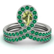 Peridot Pear Shape Stacking Bridal Set - Emilia No. 706 image 1