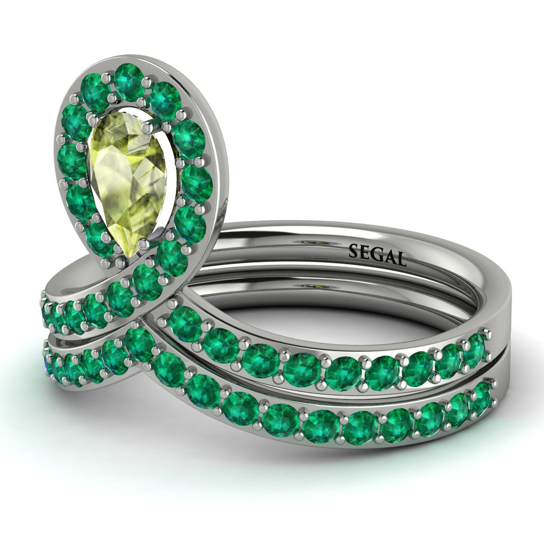 Peridot Pear Shape Stacking Bridal Set - Emilia No. 706