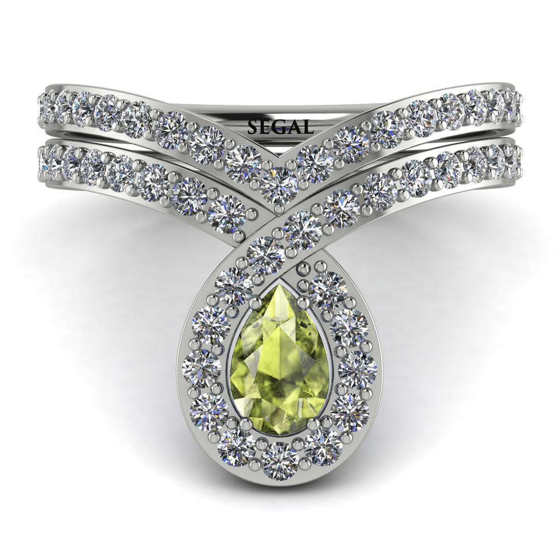 Peridot Pear Shape Stacking Bridal Set - Emilia No. 703