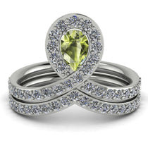 Peridot Pear Shape Stacking Bridal Set - Emilia No. 703 image 1