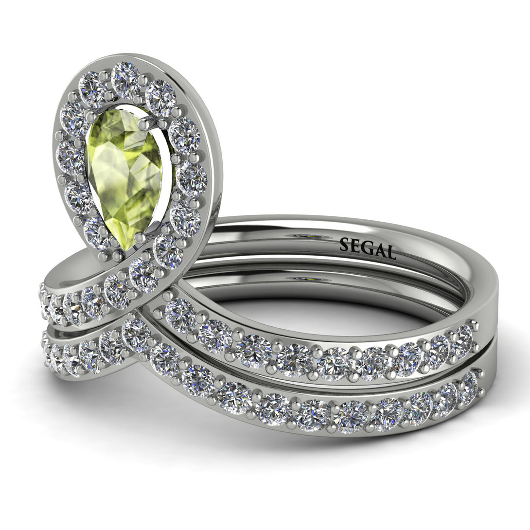 Peridot Pear Shape Stacking Bridal Set - Emilia No. 703