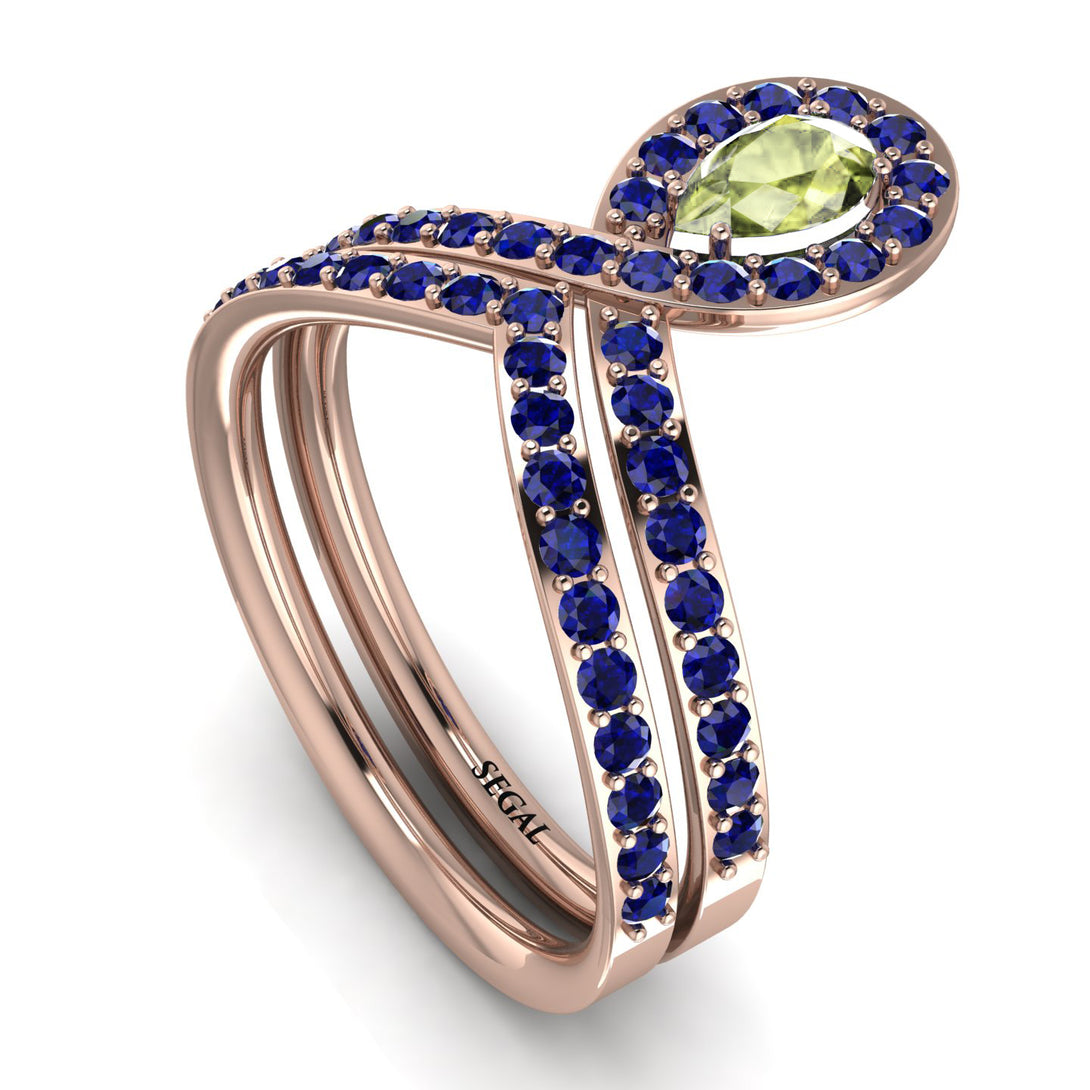 Peridot Pear Shape Stacking Bridal Set - Emilia No. 714