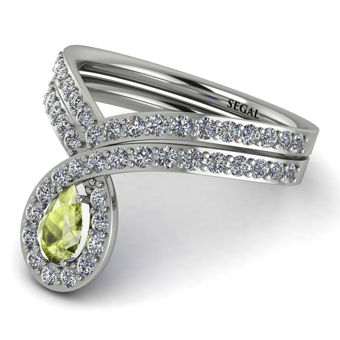 Peridot Pear Shape Stacking Bridal Set - Emilia No. 703