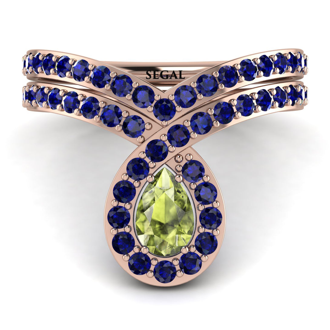 Peridot Pear Shape Stacking Bridal Set - Emilia No. 714