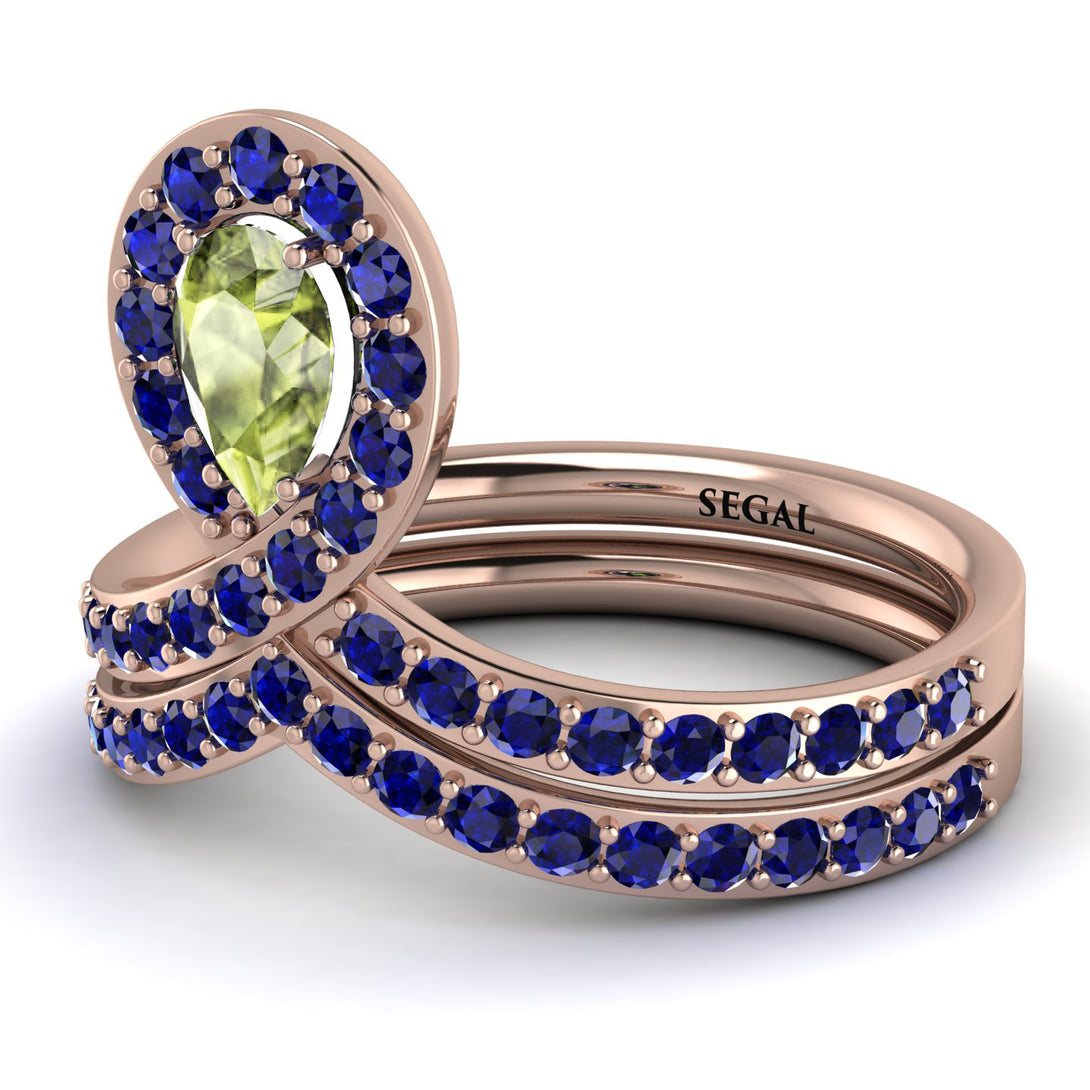 Peridot Pear Shape Stacking Bridal Set - Emilia No. 714