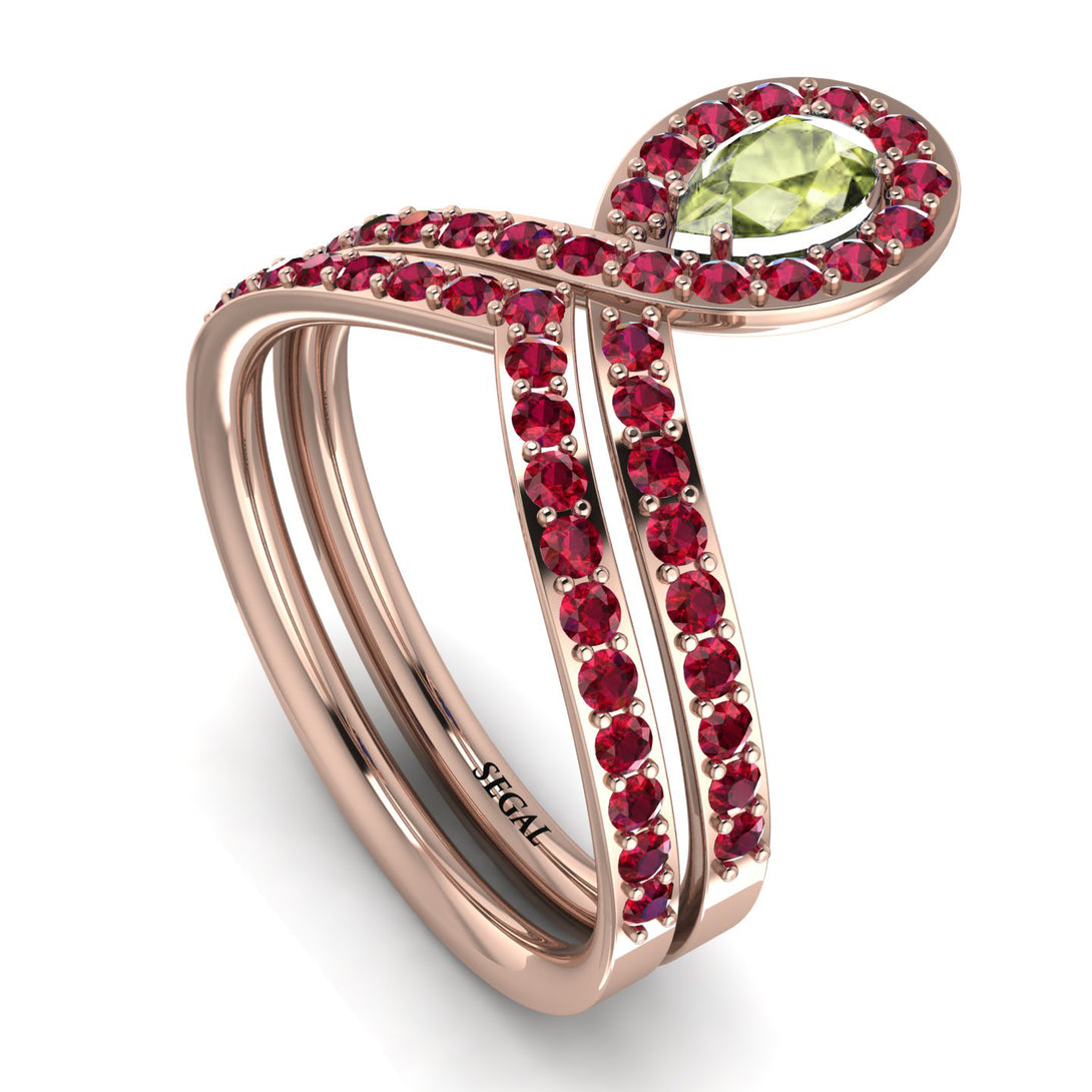 Peridot Pear Shape Stacking Bridal Set - Emilia No. 711