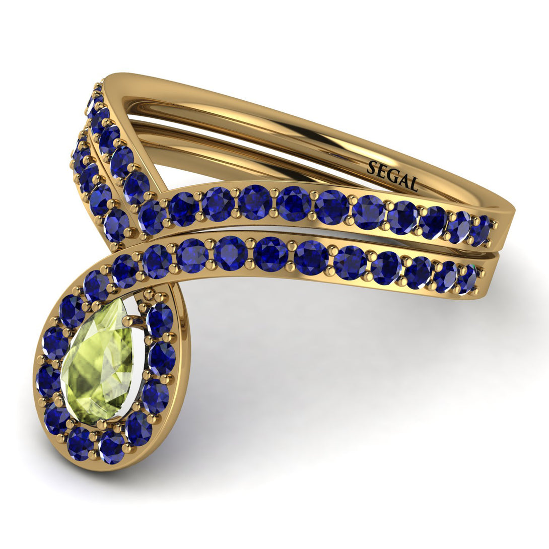 Peridot Pear Shape Stacking Bridal Set - Emilia No. 713