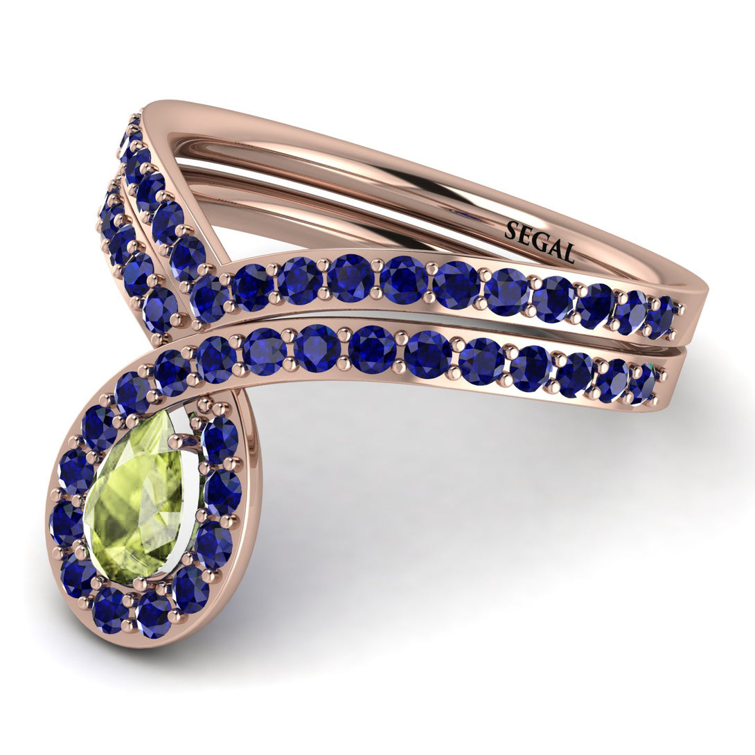 Peridot Pear Shape Stacking Bridal Set - Emilia No. 714