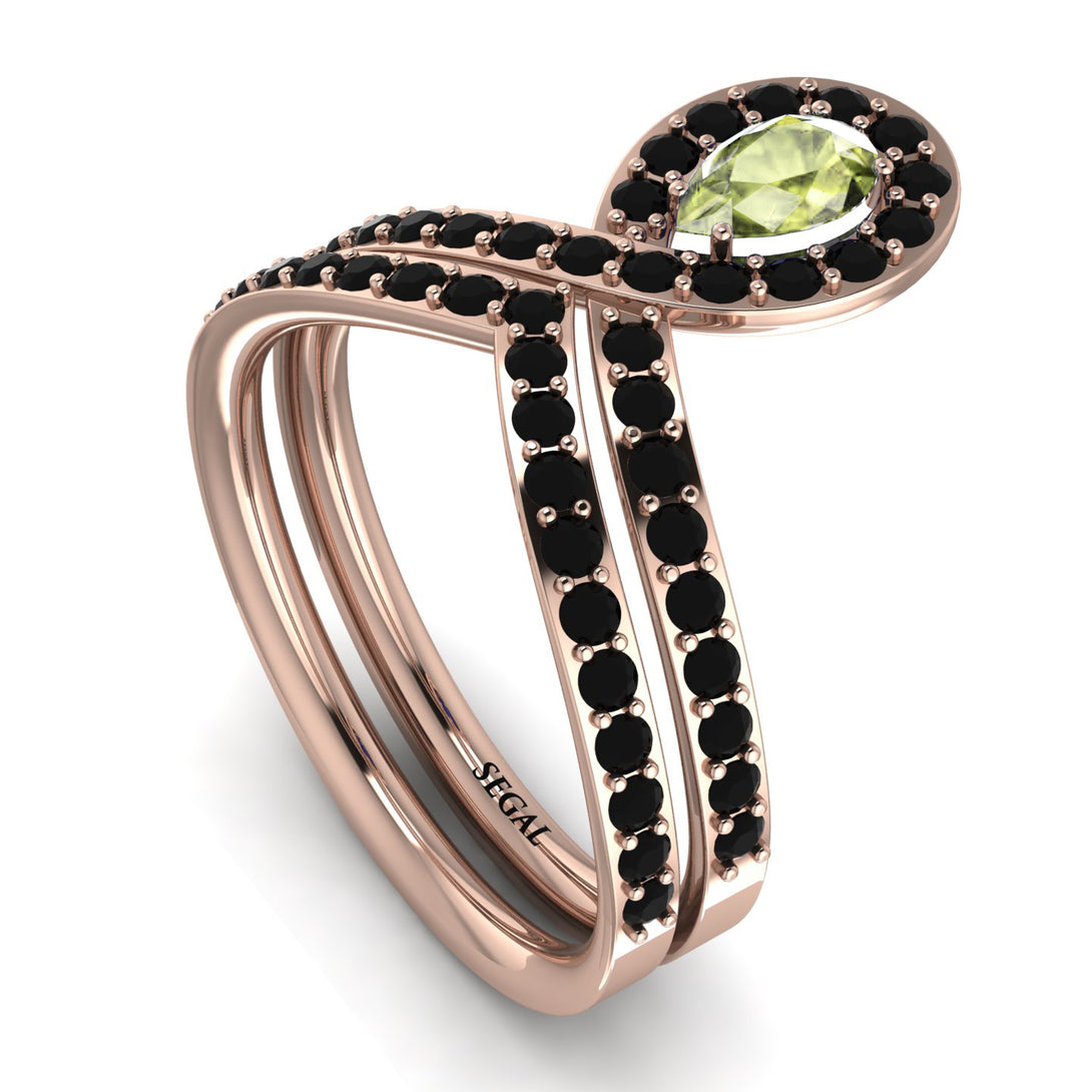 Peridot Pear Shape Stacking Bridal Set - Emilia No. 708