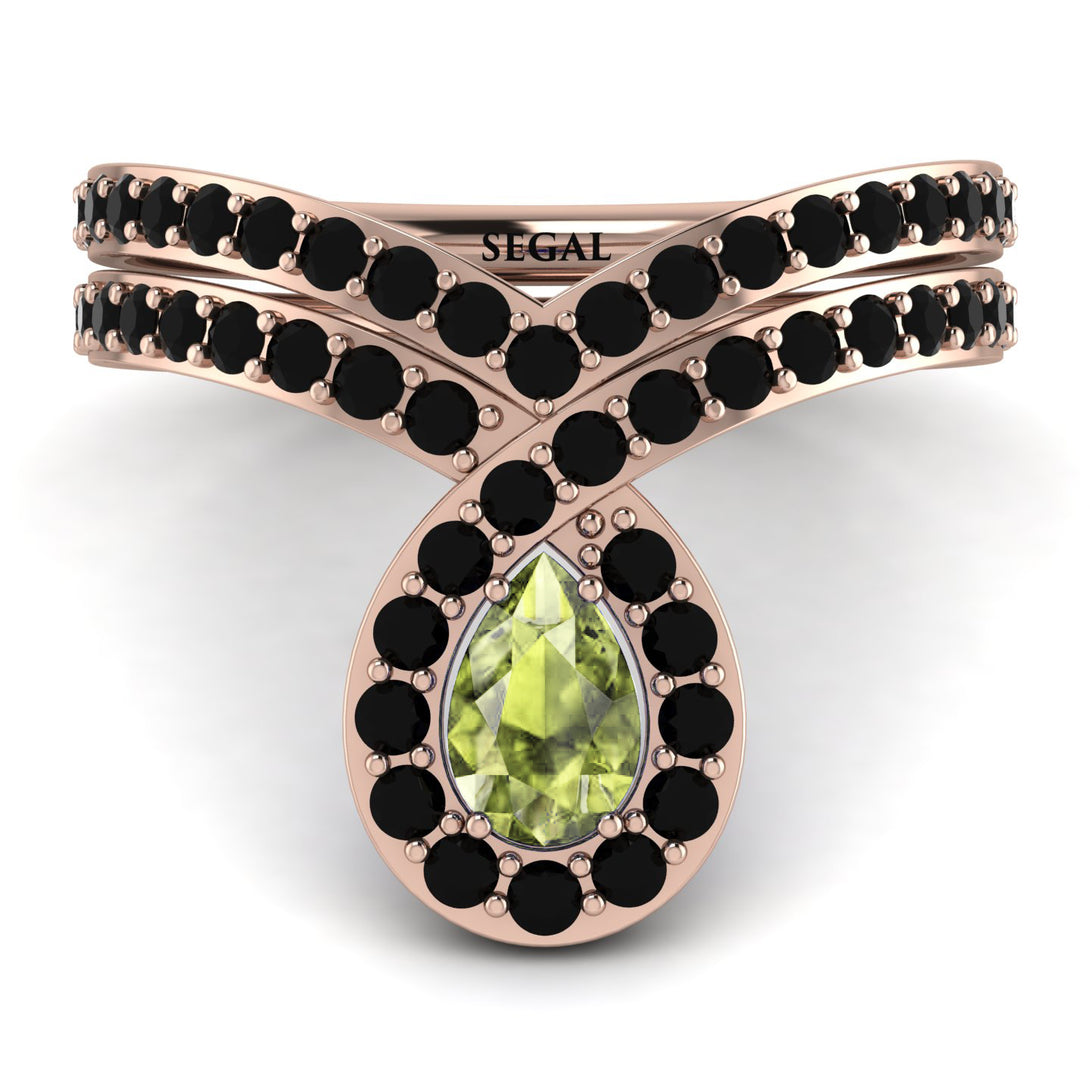 Peridot Pear Shape Stacking Bridal Set - Emilia No. 708