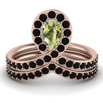 Peridot Pear Shape Stacking Bridal Set - Emilia No. 708 image 1