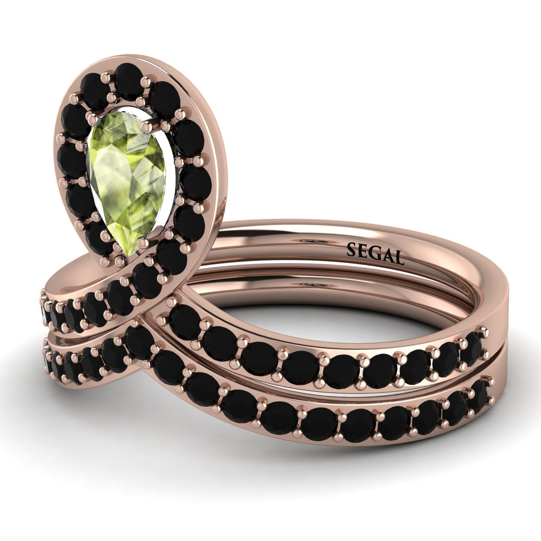 Peridot Pear Shape Stacking Bridal Set - Emilia No. 708