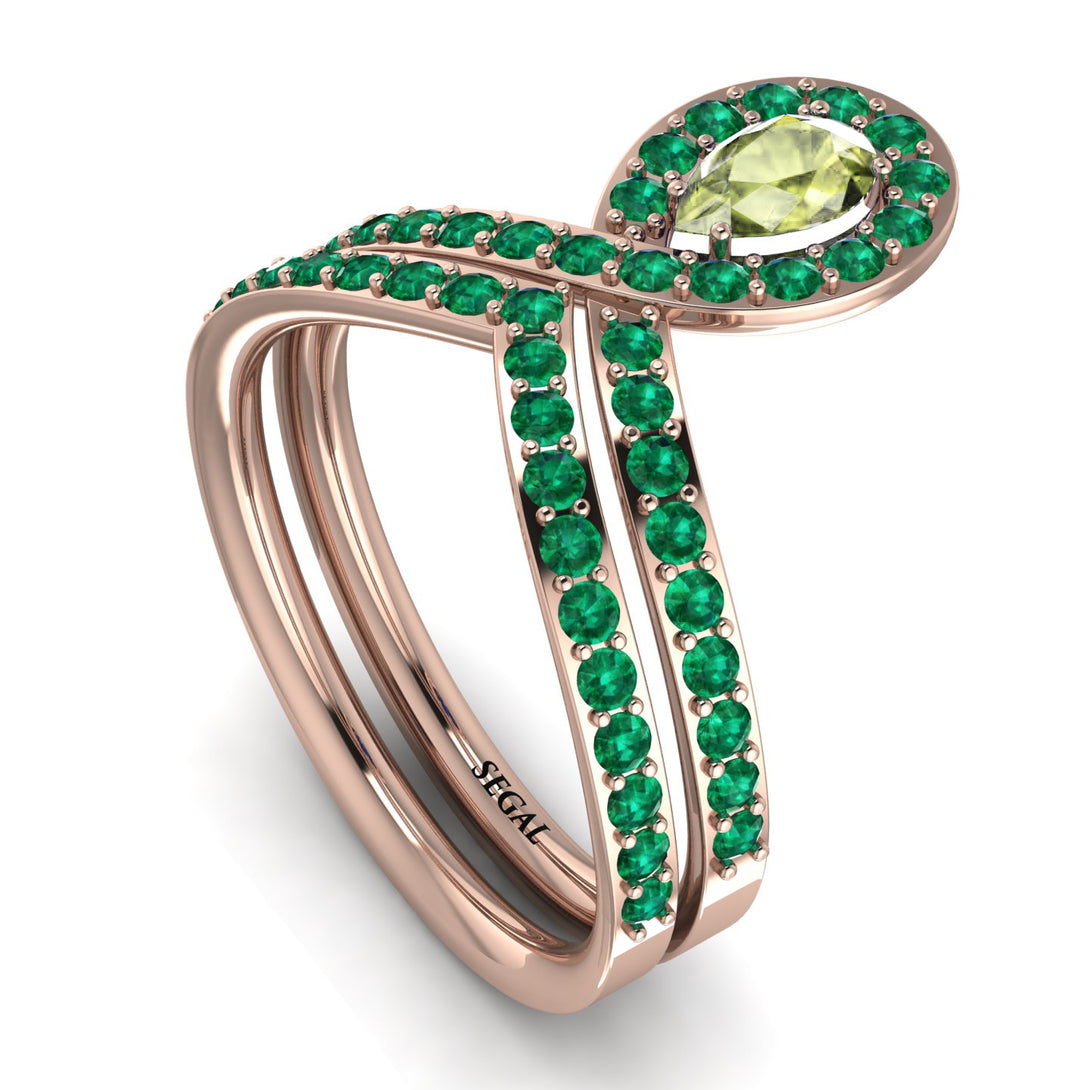 Peridot Pear Shape Stacking Bridal Set - Emilia No. 705