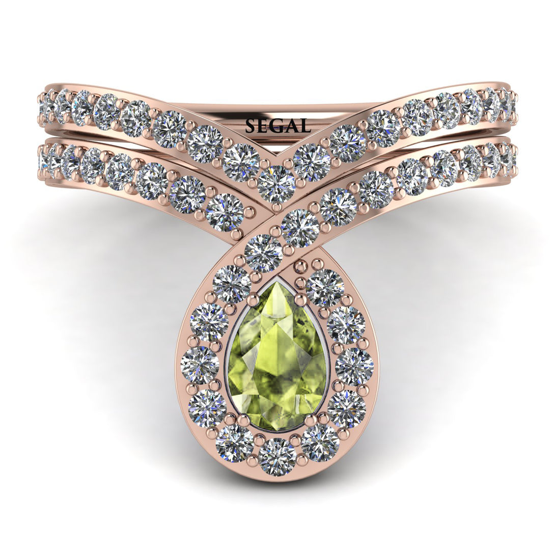 Peridot Pear Shape Stacking Bridal Set - Emilia No. 702