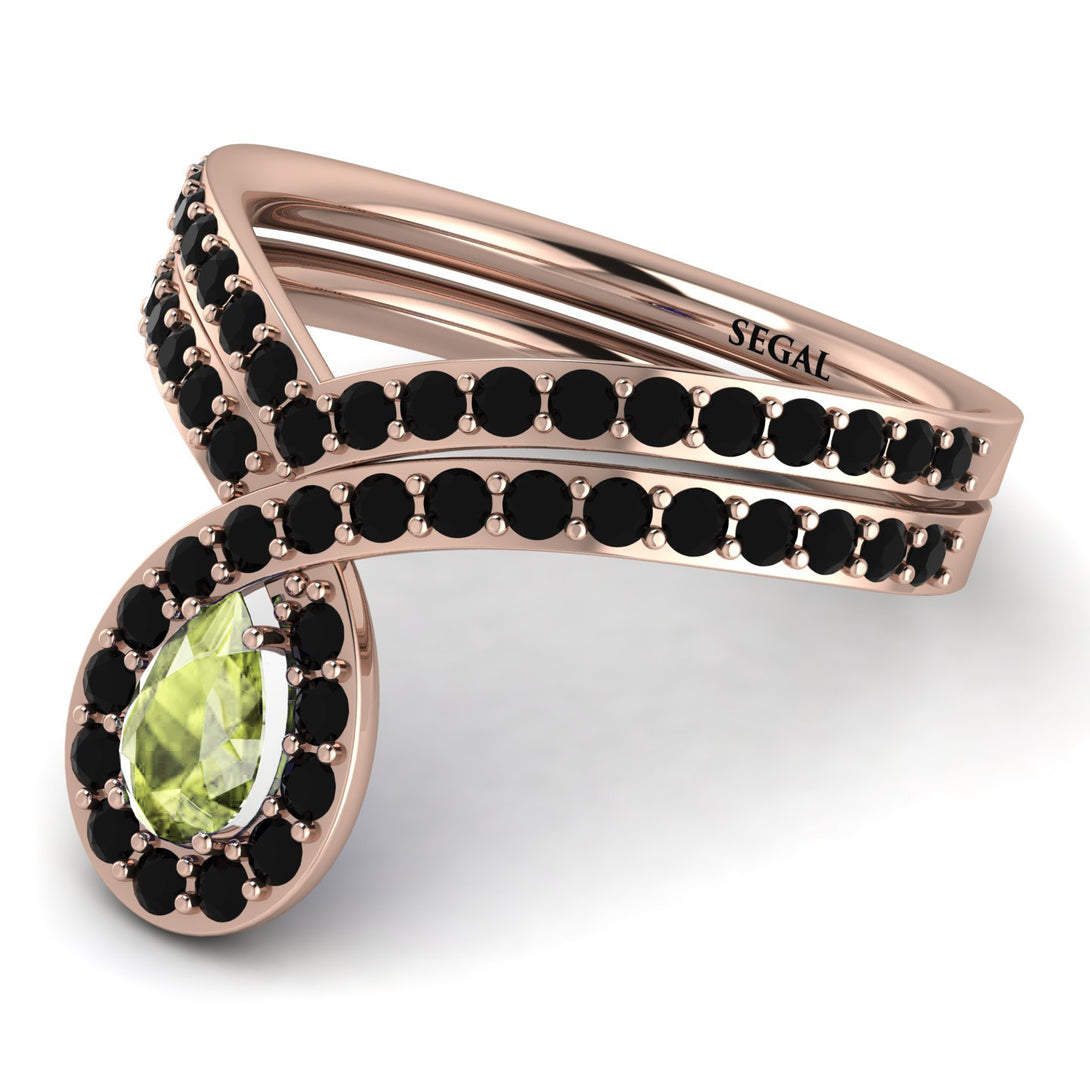 Peridot Pear Shape Stacking Bridal Set - Emilia No. 708