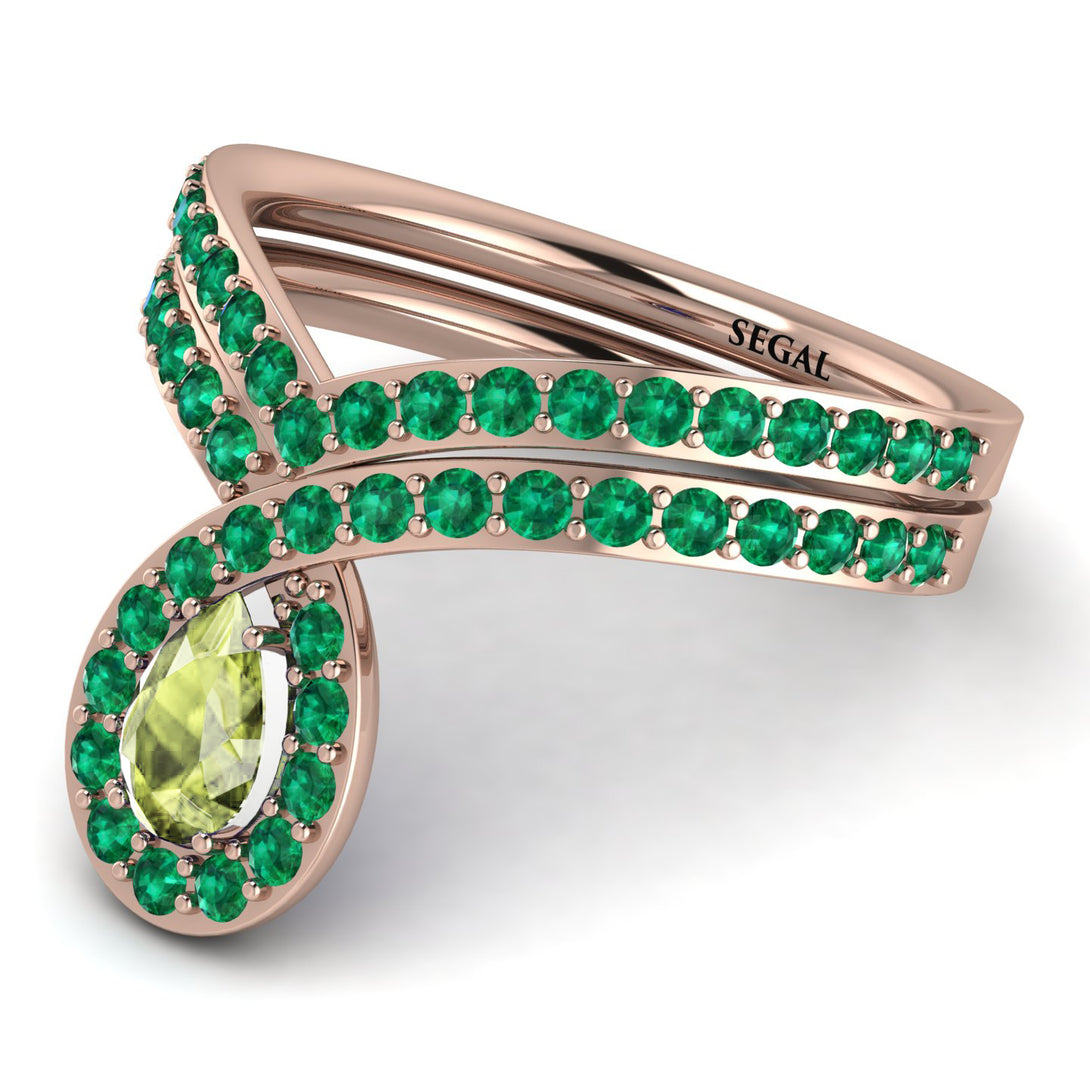 Peridot Pear Shape Stacking Bridal Set - Emilia No. 705