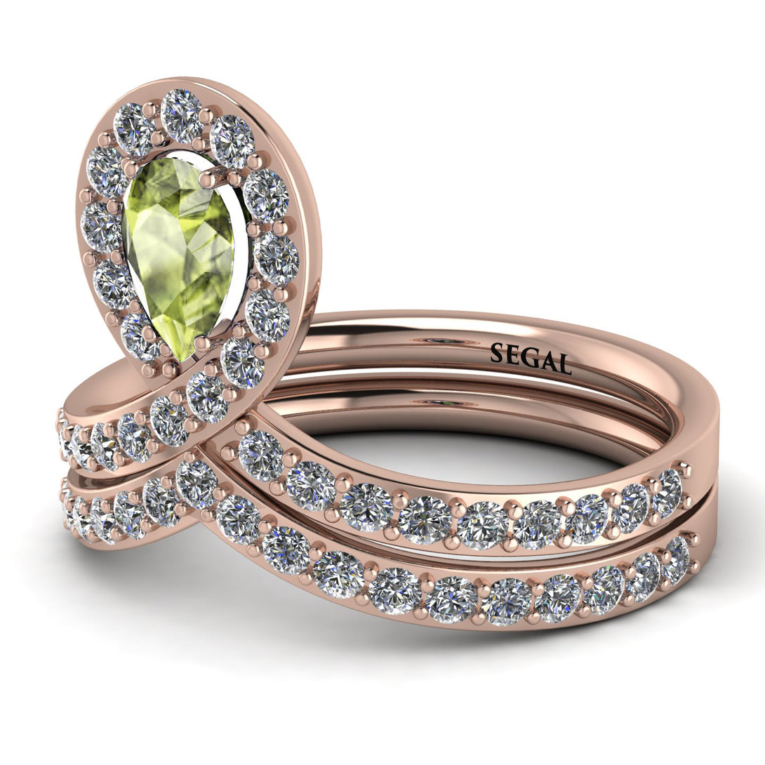 Peridot Pear Shape Stacking Bridal Set - Emilia No. 702